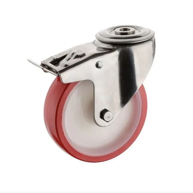 Swivel Bolt Hole PU Stainless Steel Industrial Caster